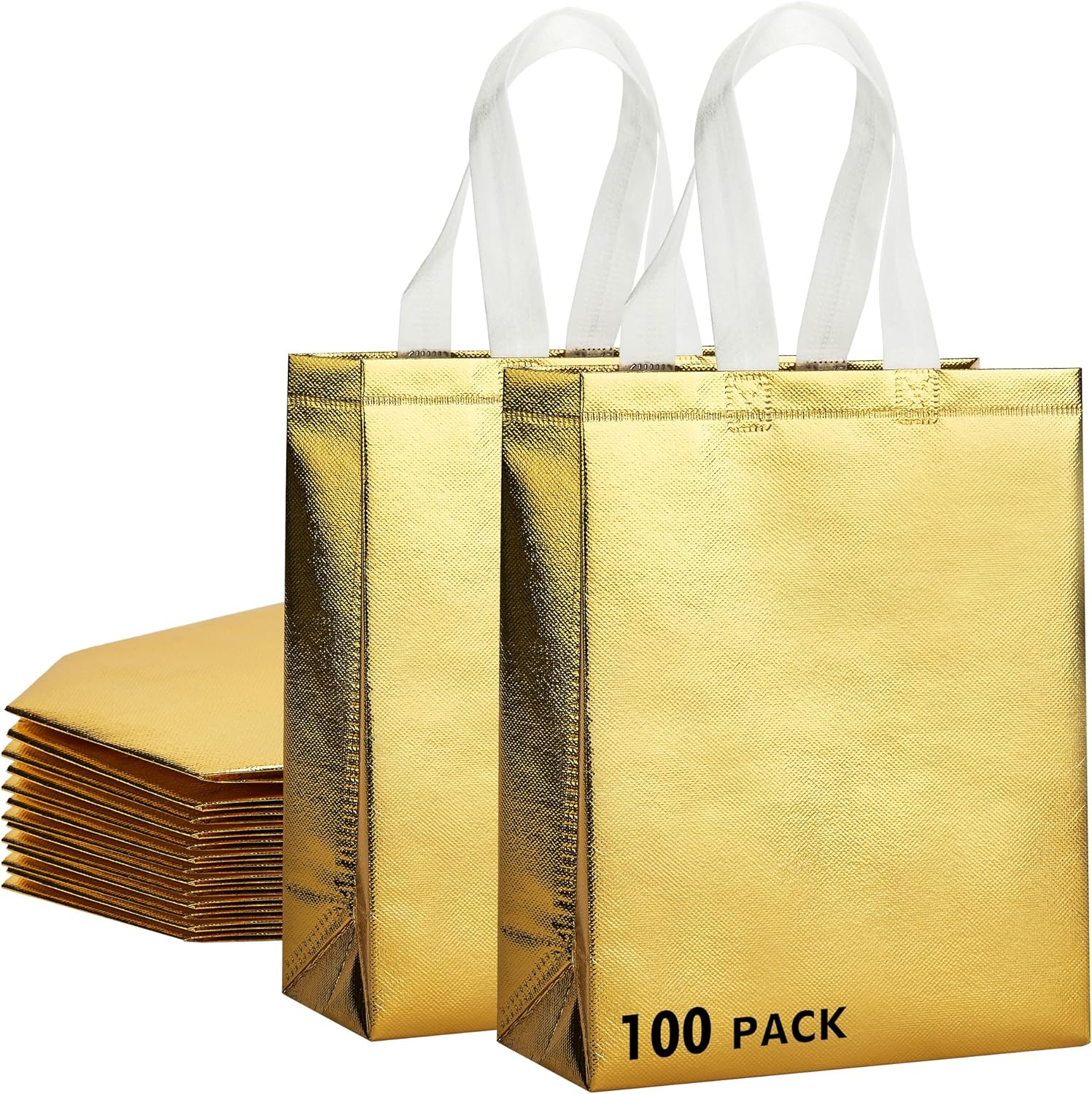 RACETOP 100 Pcs Gold Reusable Gift Bags for Every Occasion