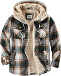 Shawnda Men's Sherpa Hooded Flannel Jacket Plaid - Warm, Casual Layer