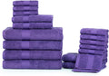 Bathroom Towel Set of 18 - 100% Cotton 600 GSM Purple - Ample Decor