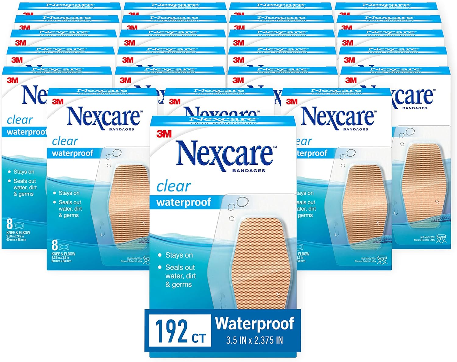 Nexcare Waterproof Bandages for Knee and Elbow, 24 Pack