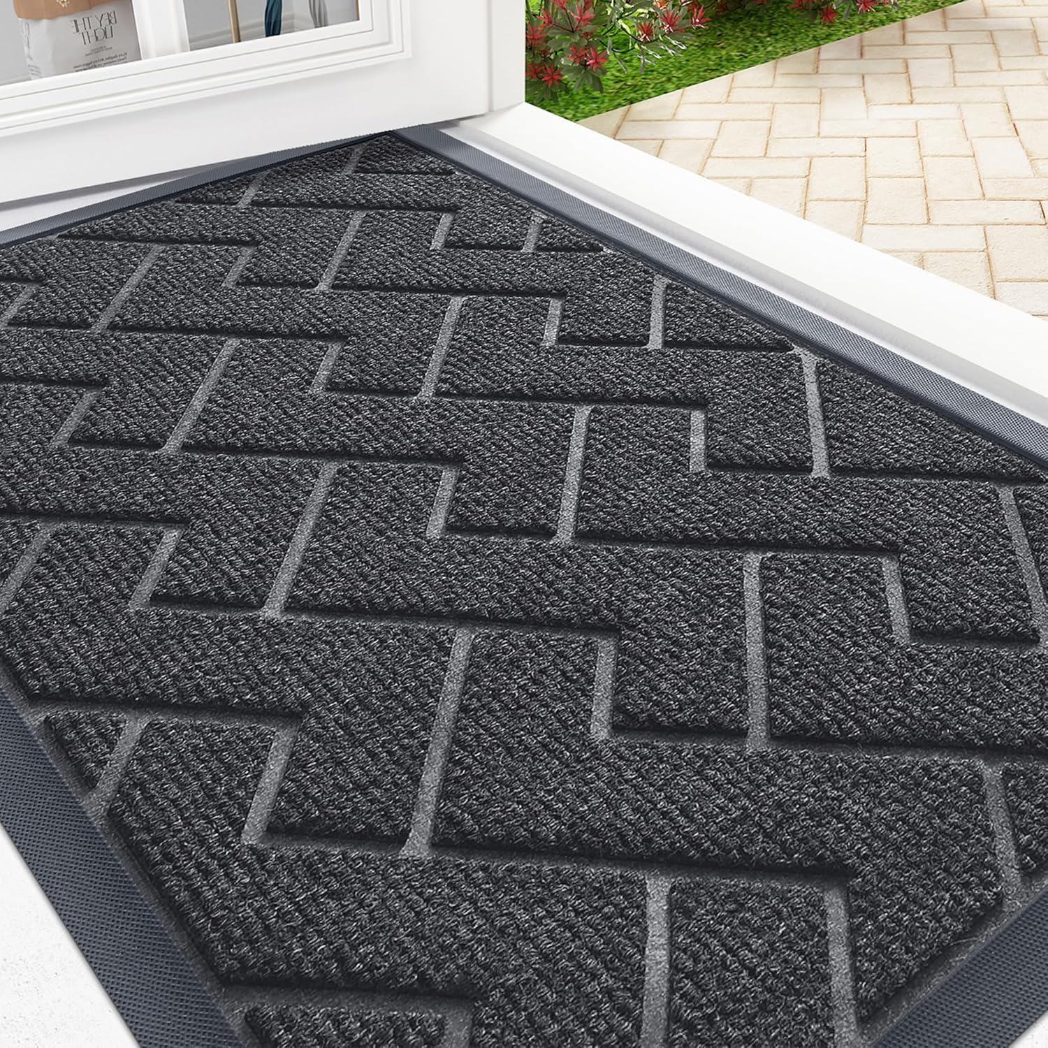 OLANLY Waterproof All-Season Front Door Mat for Indoor Outdoor Use
