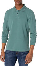 Men's Slim-Fit Long-Sleeve Pique Polo - Soft Breathable Everyday Wear