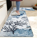 Coastal Beach Kitchen Floor Mat Set Navy Blue - Cushioned Anti-Fatigue