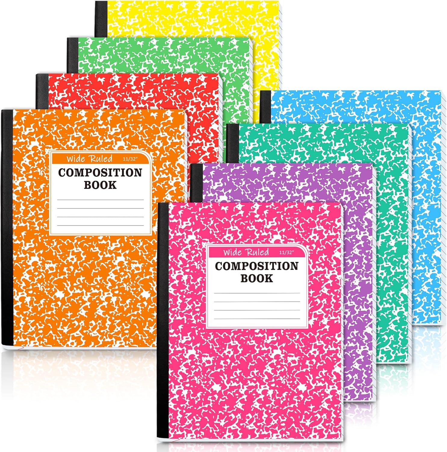 8 Pack Pastel Composition Notebooks - Cute & Wide Ruled