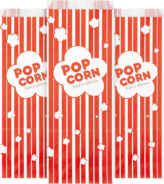 100 Pack Large Red & White Popcorn Bags - Perfect for Parties & Movie Nights!