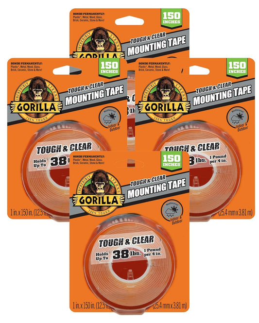 Gorilla Tough & Clear Double Sided Mounting Tape for All Surfaces