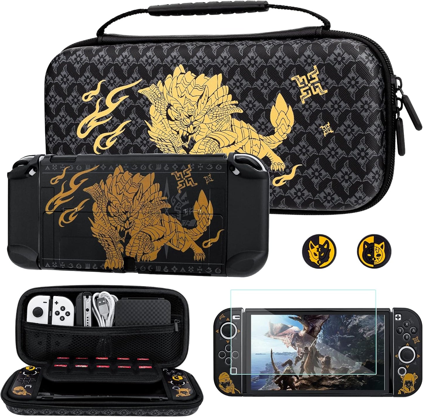 FUNDIARY Black Travel Carrying Case for Nintendo Switch OLED
