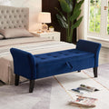 Storage Ottoman Bench with Velvet Upholstery and Hidden Storage