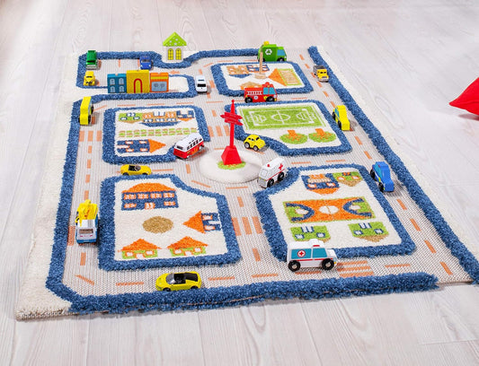 IVI Thick 3D Childrens Play Mat in Colorful Town Design