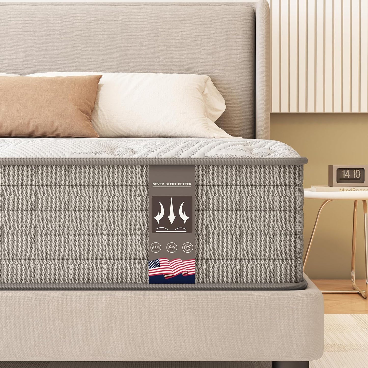 King Mattress with Gel Memory Foam and Innerspring Hybrid Design