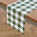 Buffalo Check Linen Table Runner 14 x 108 in - Olive and White
