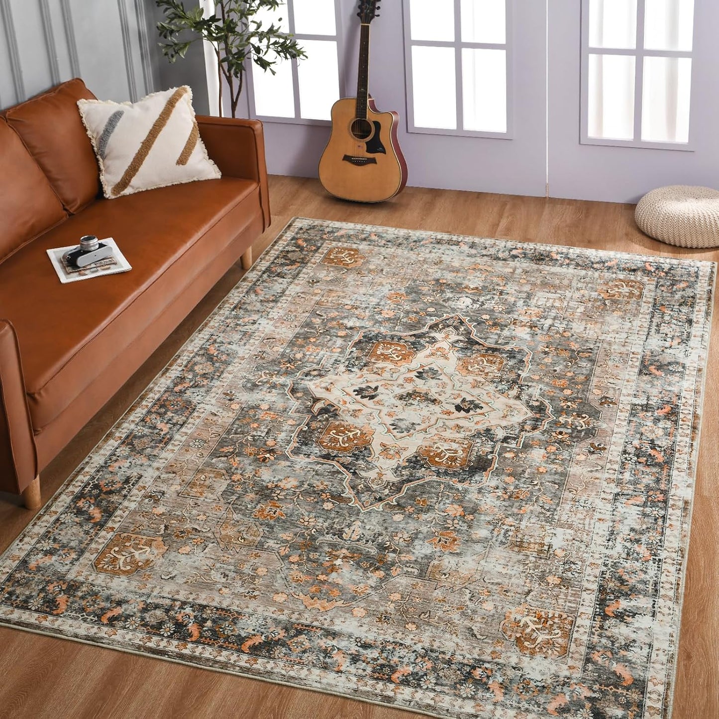 YOH Boho Washable Rug 5x7 for Stylish Living Room Decor