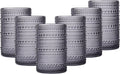 Grey Vintage Hobnail Drinking Glasses Set of 6 - Embossed 15oz