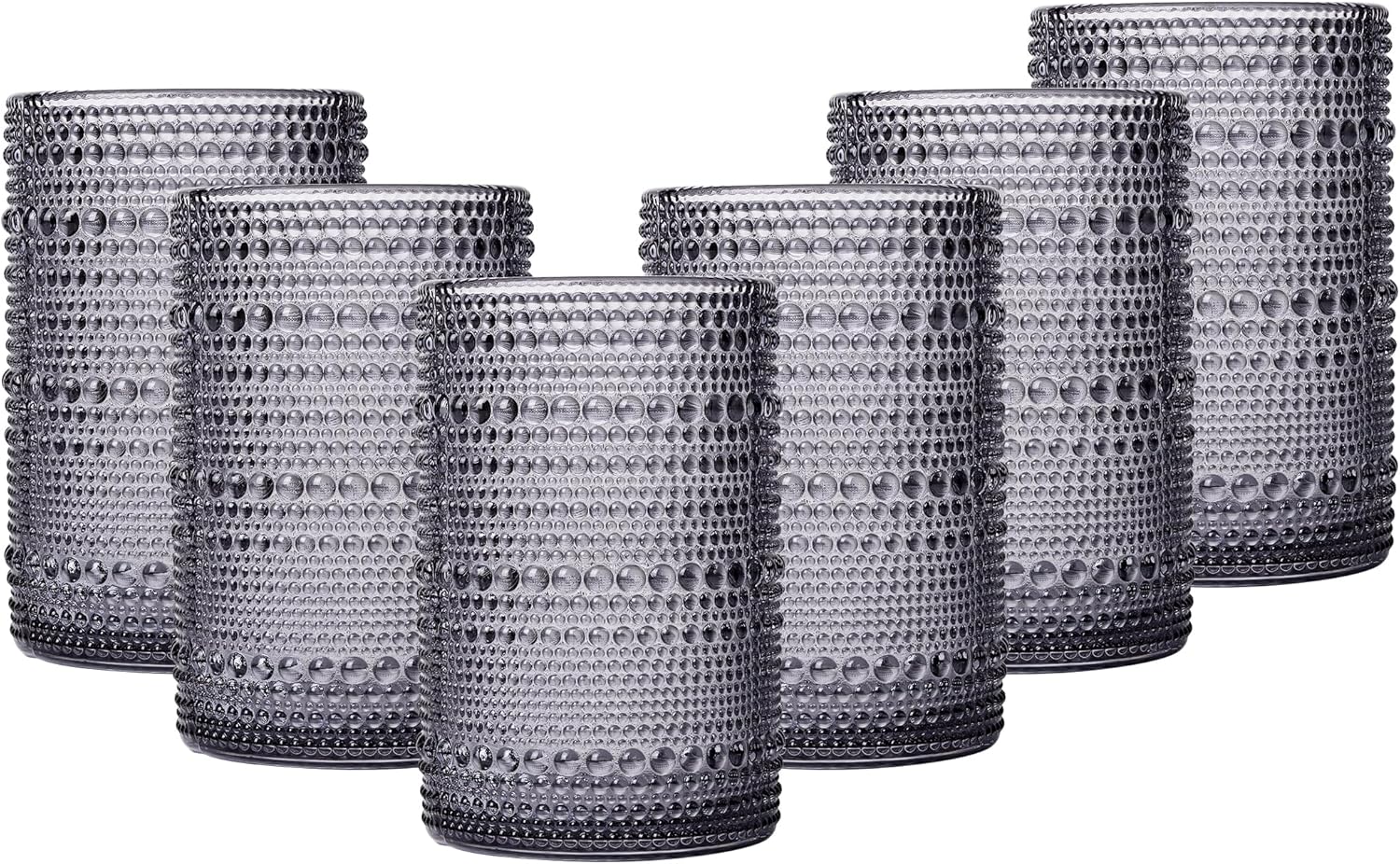 Grey Vintage Hobnail Drinking Glasses Set of 6 for Every Occasion