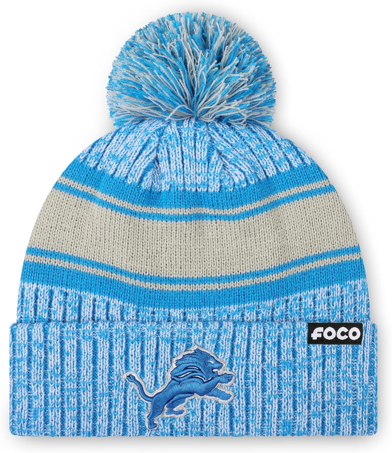 FOCO NFL Team Logo Heather Stripe Pom Beanie Hat Review