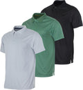 Mens Short Sleeve Dry-Fit Collared Polo Shirt 3 Pack - Quick Dry