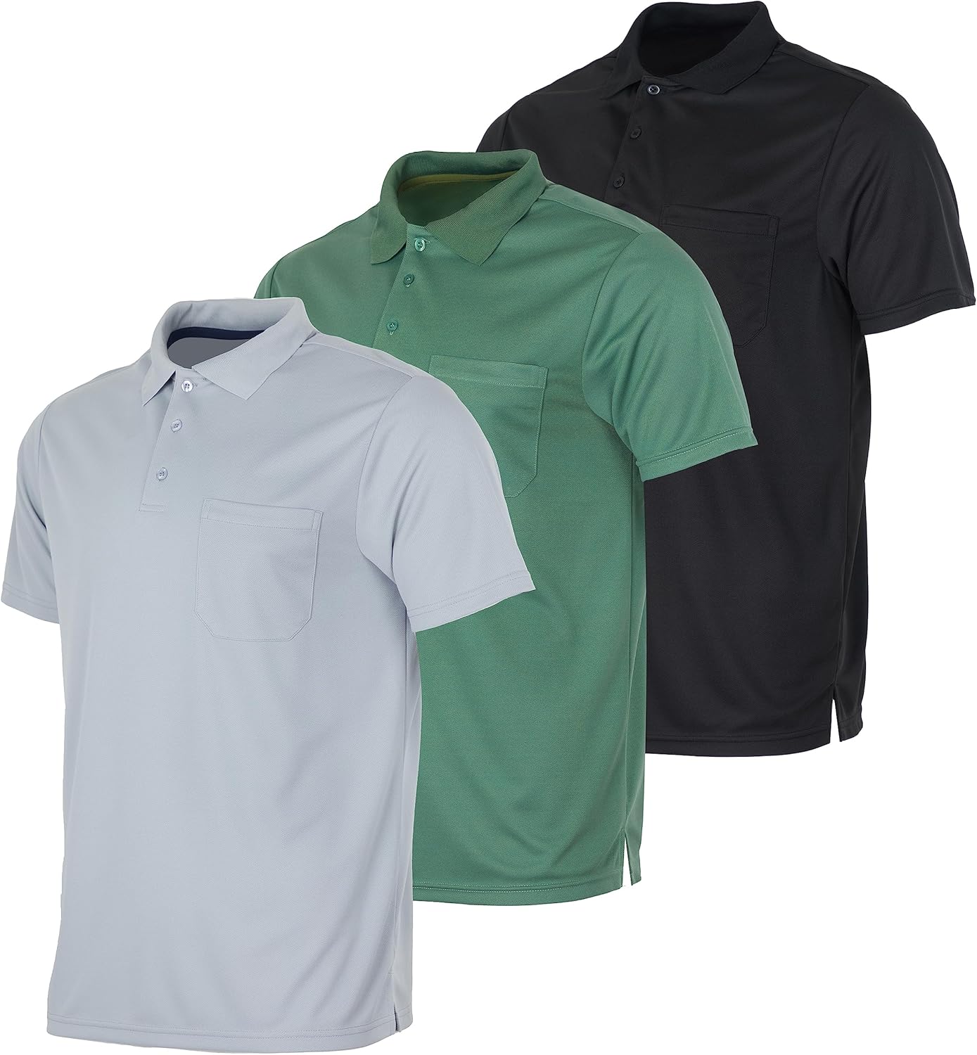 Real Essentials 3 Pack Mens Short Sleeve Dry-Fit Polo Shirts