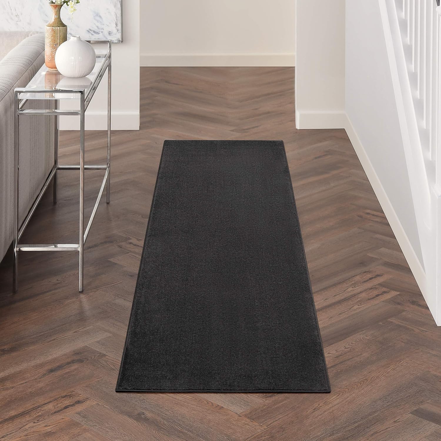 Nourison Home Essentials Solid Black 2ftx10ft Runner Rug Review