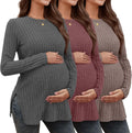 3 Pack Women's Maternity Ribbed Long Sleeve Tunic Tops - Stretchy