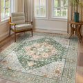 GENIMO 7x10 Area Rug Sage Green - Machine Washable Vintage Low Pile