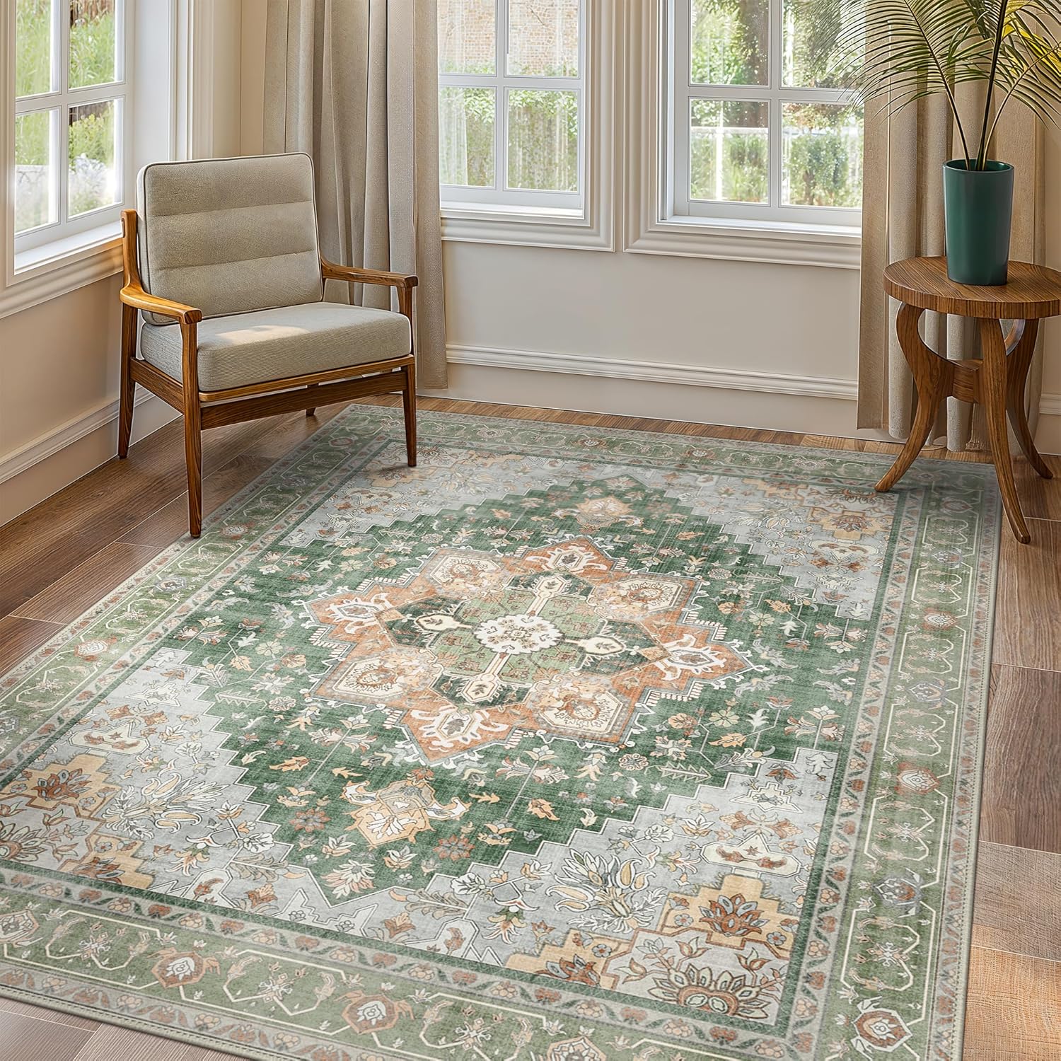GENIMO 7x10 Area Rugs for Living Room, Vintage Non Slip Design
