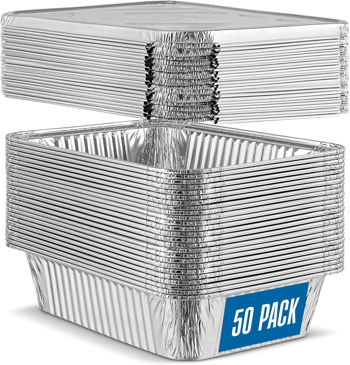 Heavy Duty Aluminum Pans 50 Pack for Baking and Cooking Needs