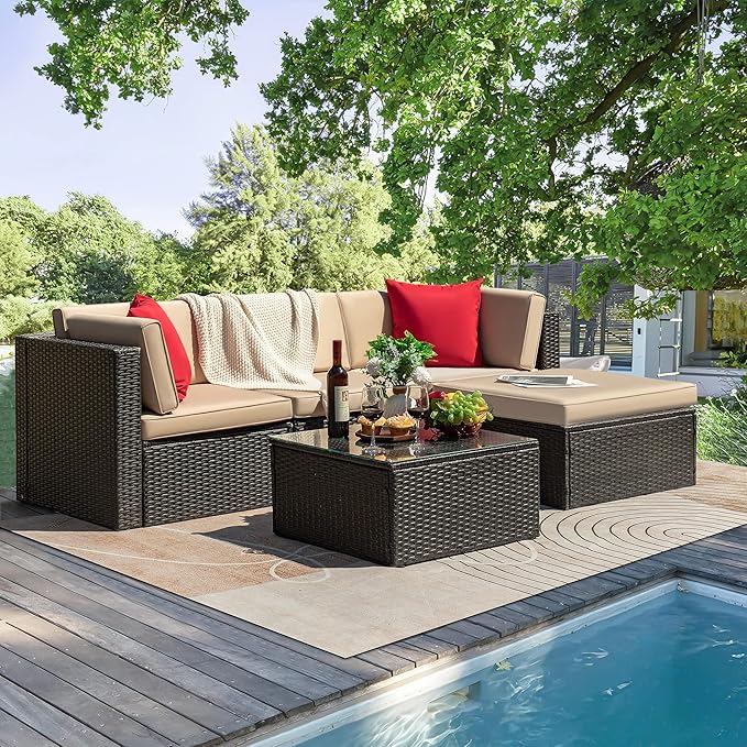 Tuoze 5 Pieces Patio Furniture Sectional Outdoor Sofa Set