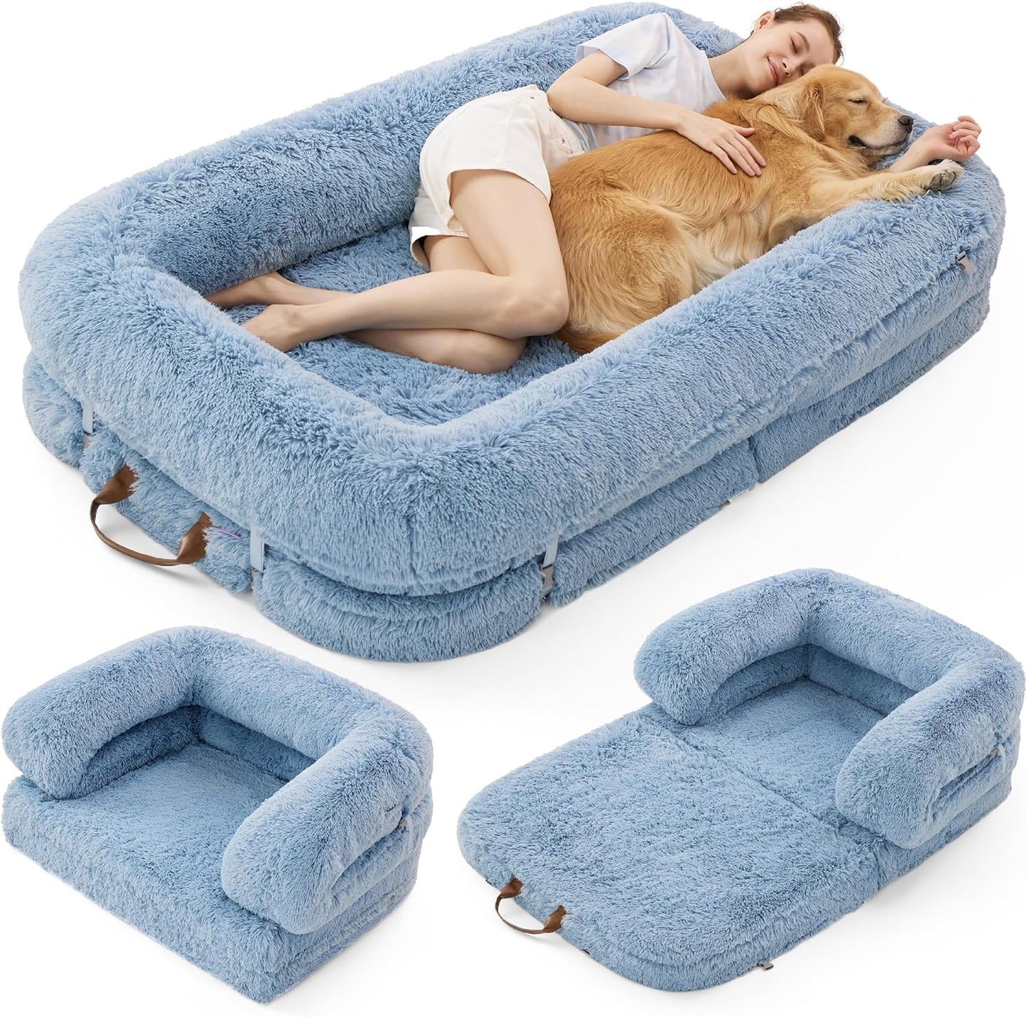 3-in-1 Foldable Human Dog Bed for Ultimate Comfort and Support