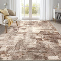 Abstract Living Room Rug 5x7 - Machine Washable, Neutral Modern Design