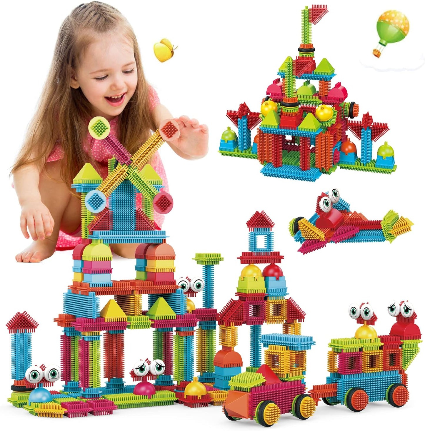 Contixo 244 pcs Bristle Shape 3D STEM Building Toys for Kids