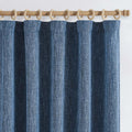 Burlap Look Blue Blackout Curtains 96 in Panels - Farmhouse Style
