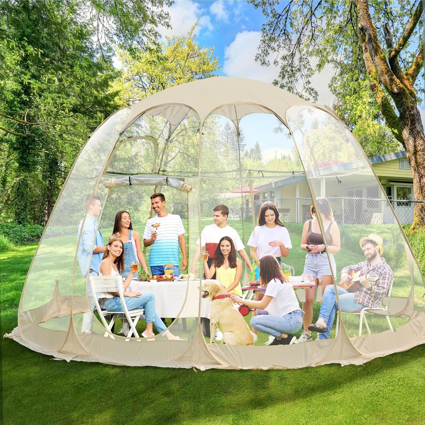 Montezenio 15'x15' Clear Outdoor Bubble Tent - Weatherproof for 12-15 People