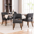 Wooden Dining Chairs Set of 4 - Modern Fabric Upholstered, Charcoal