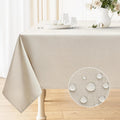 Smiry Rectangle Linen Textured Waterproof Tablecloth 60 x 120 in
