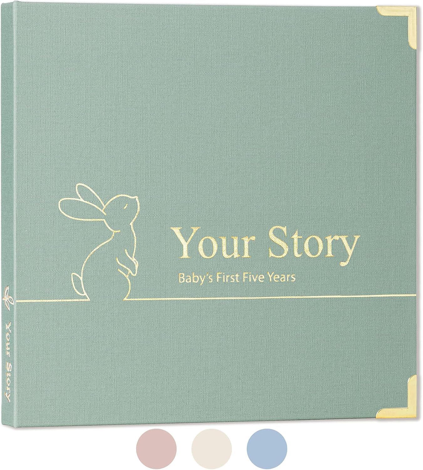Sage Green Baby Memory Book 0-5 Years | Gender Neutral Scrapbook by Olive & Lark
