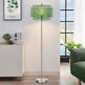 Crystal Floor Lamp 64in Tall with Green Double-Layer Crystal Shade
