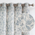 Linen Farmhouse Curtains 96 in Floral Semi Sheer Panels - Light