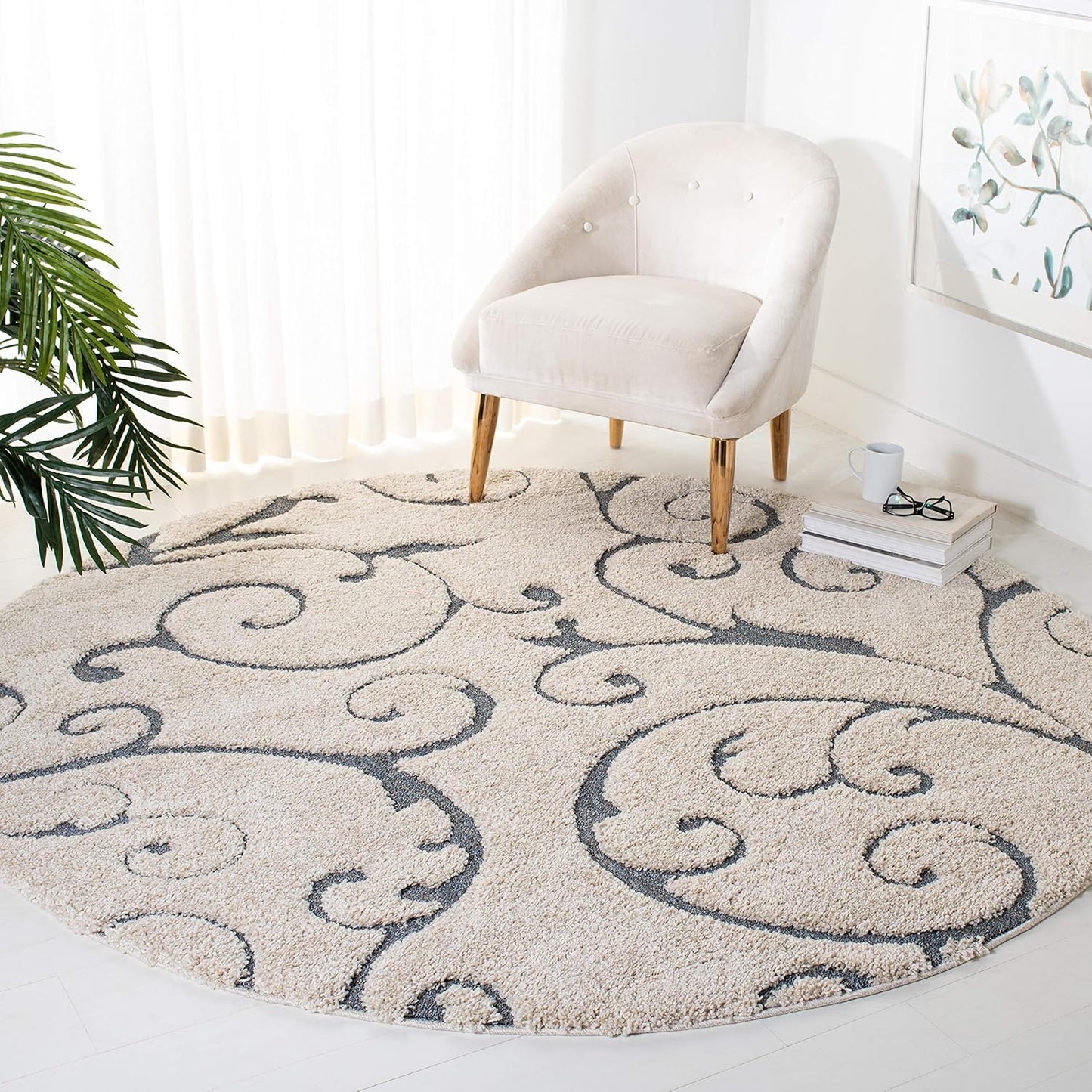 SAFAVIEH Florida Shag Collection Area Rug - Plush 5ft Round Design