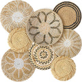 Handmade Seagrass 8-Piece Woven Wall Basket Set - Boho Rustic Decor