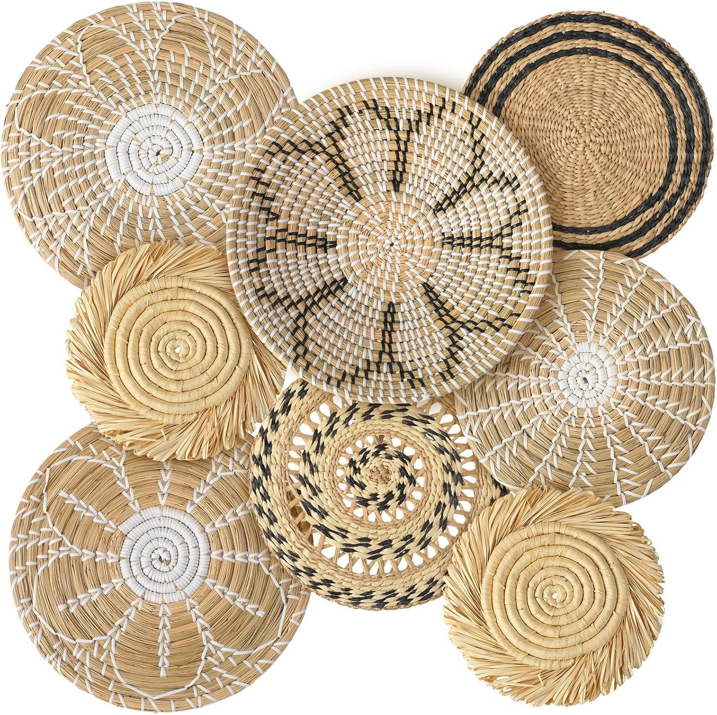 Xuhal Set of 8 Hanging Woven Wall Baskets for Rustic Decor