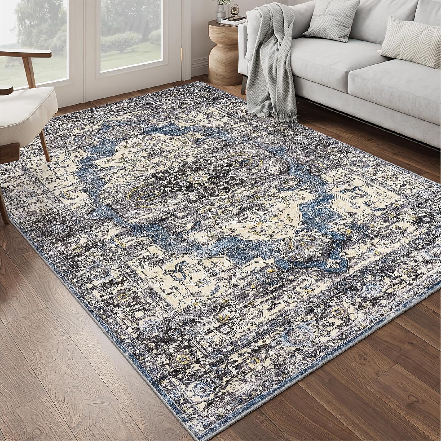 5x7 Area Rugs for Living Room, Stain Resistant Washable Rugs