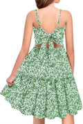 Girls Tie Back Ruffle Hem Sundress - Lightweight Summer Dress