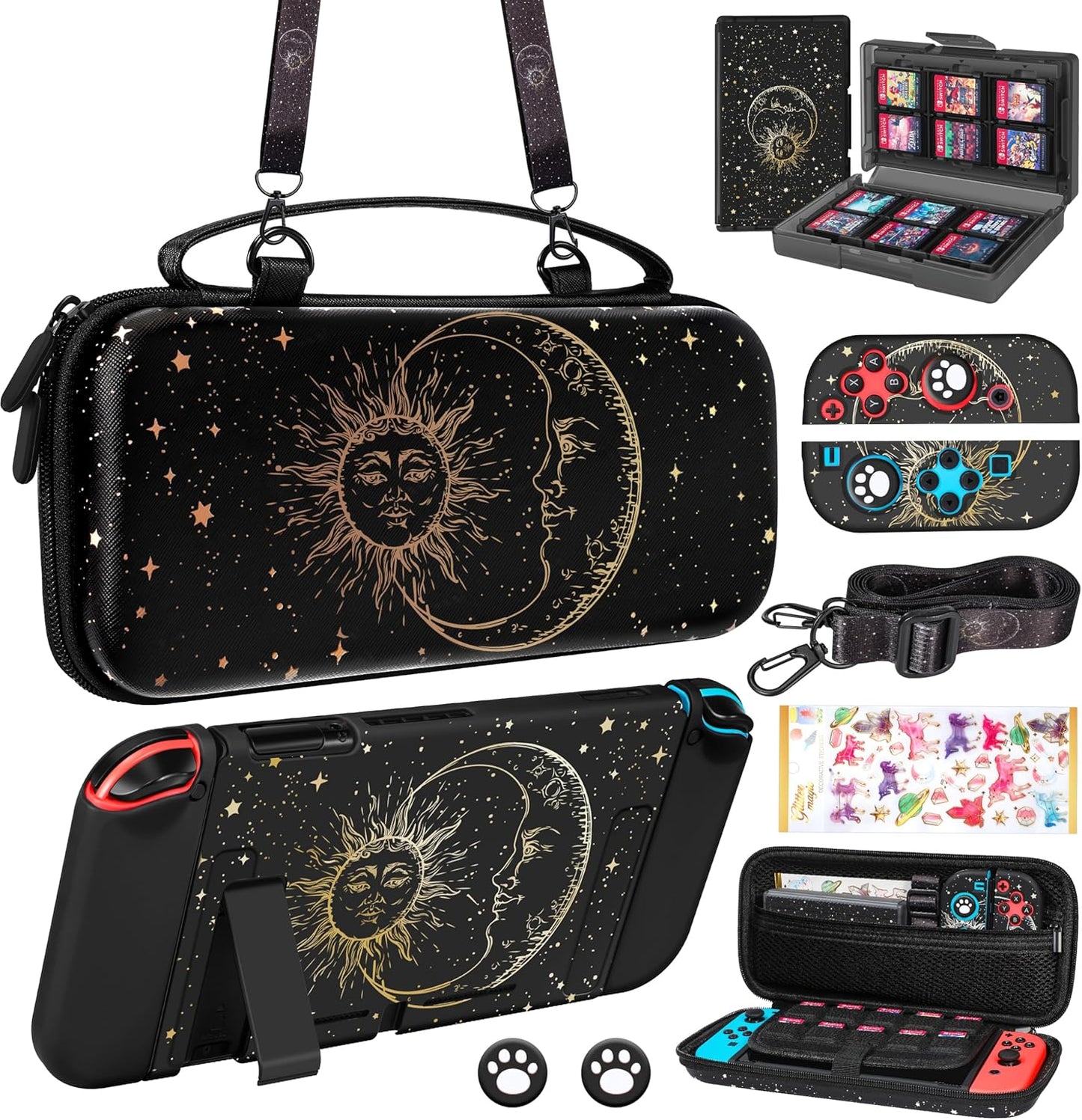 9in1 Sun Moon Witchy Switch Case for Nintendo Switch Travel