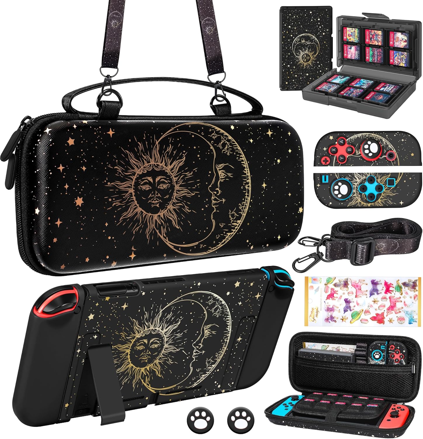 9in1 Sun Moon Witchy Switch Case for Nintendo Switch Travel