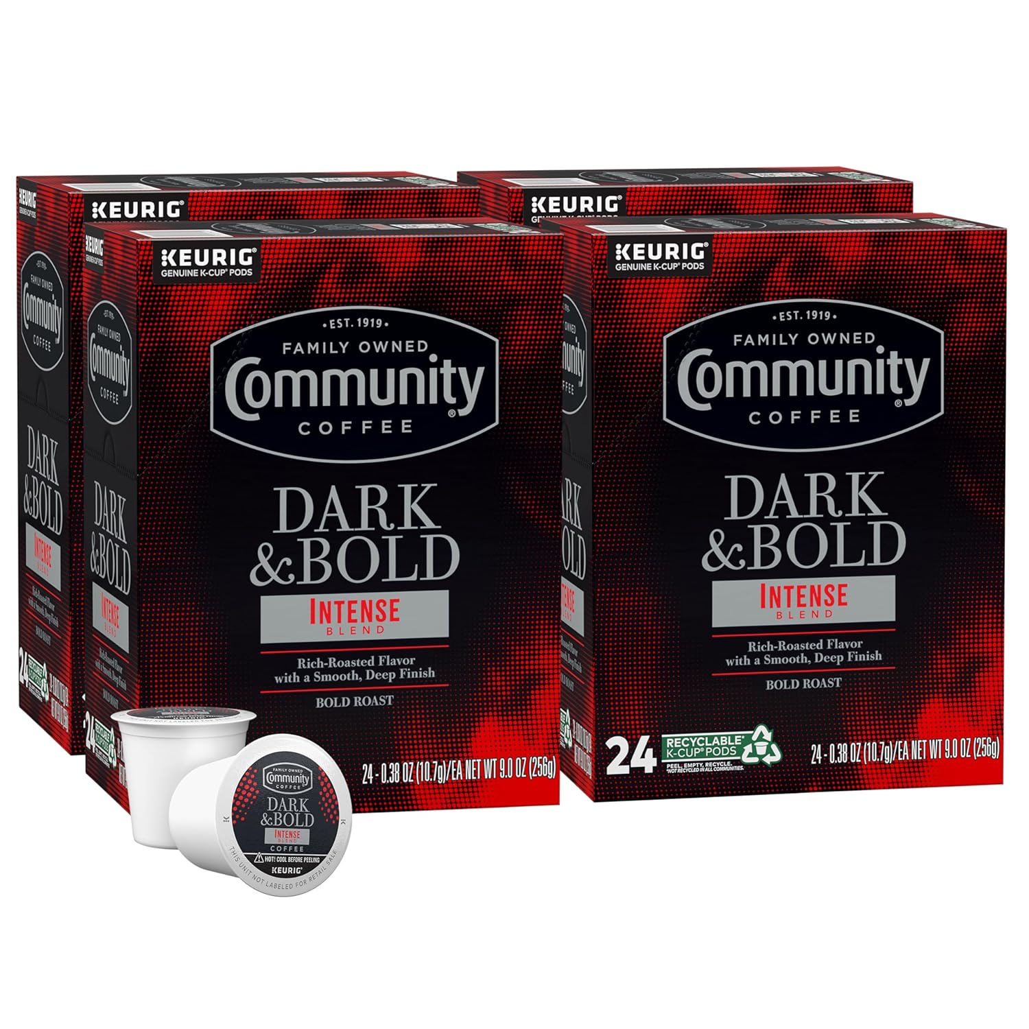 Community Coffee Dark & Bold Intense Blend Pods for Keurig Brewers
