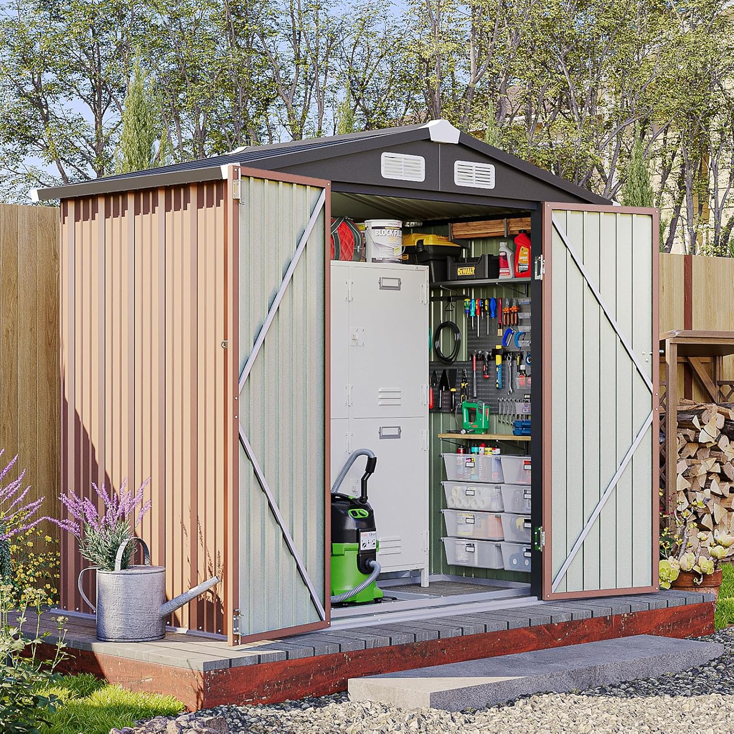 6x4 FT Outdoor Storage Shed with Lockable Door for Garden Use