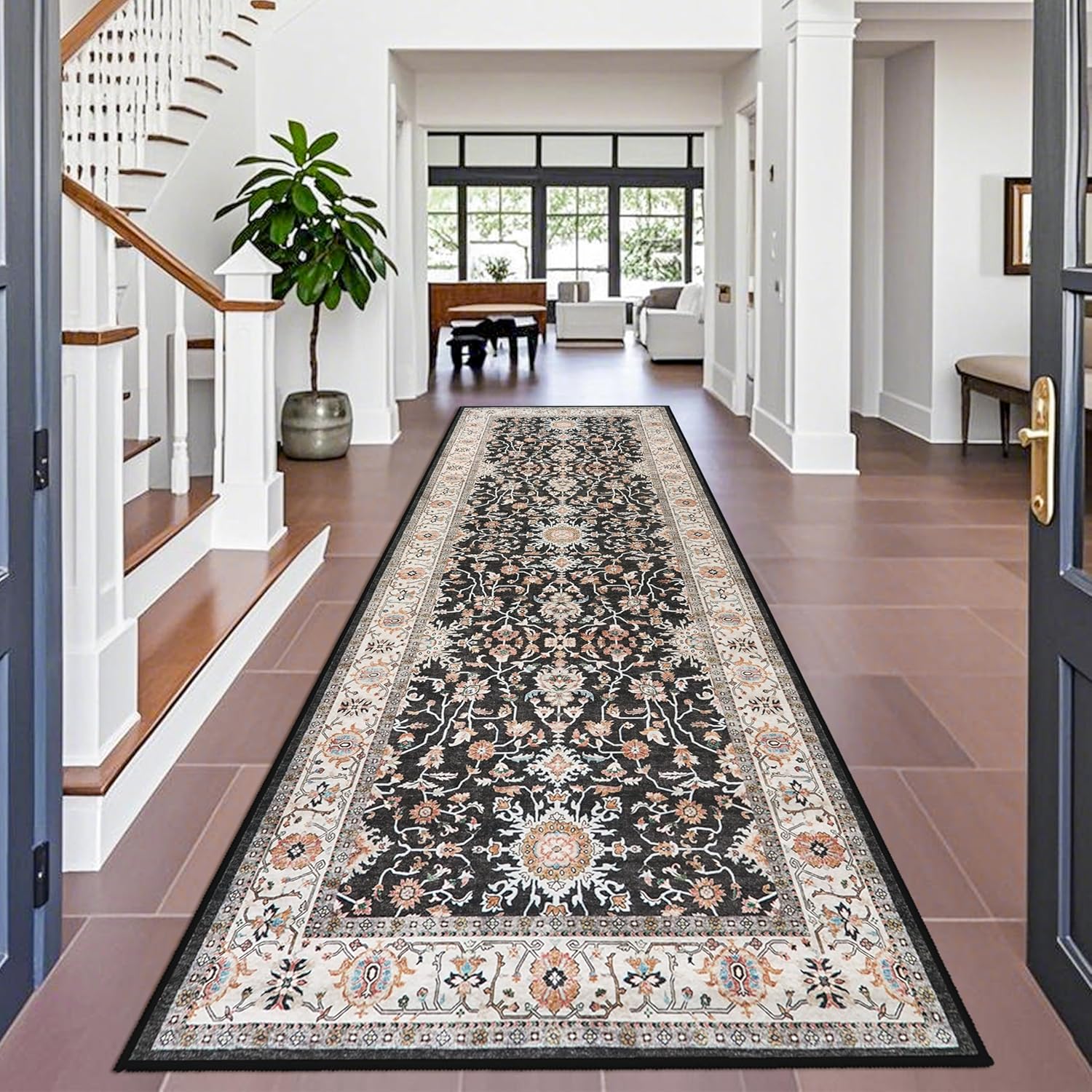 Washable Runner Rug 4x12 for High Traffic Areas - Non Skid