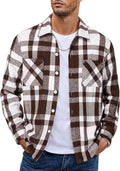 Men's Flannel Shirt Jacket Long Sleeve Plaid Button-Down - Warm Fleece