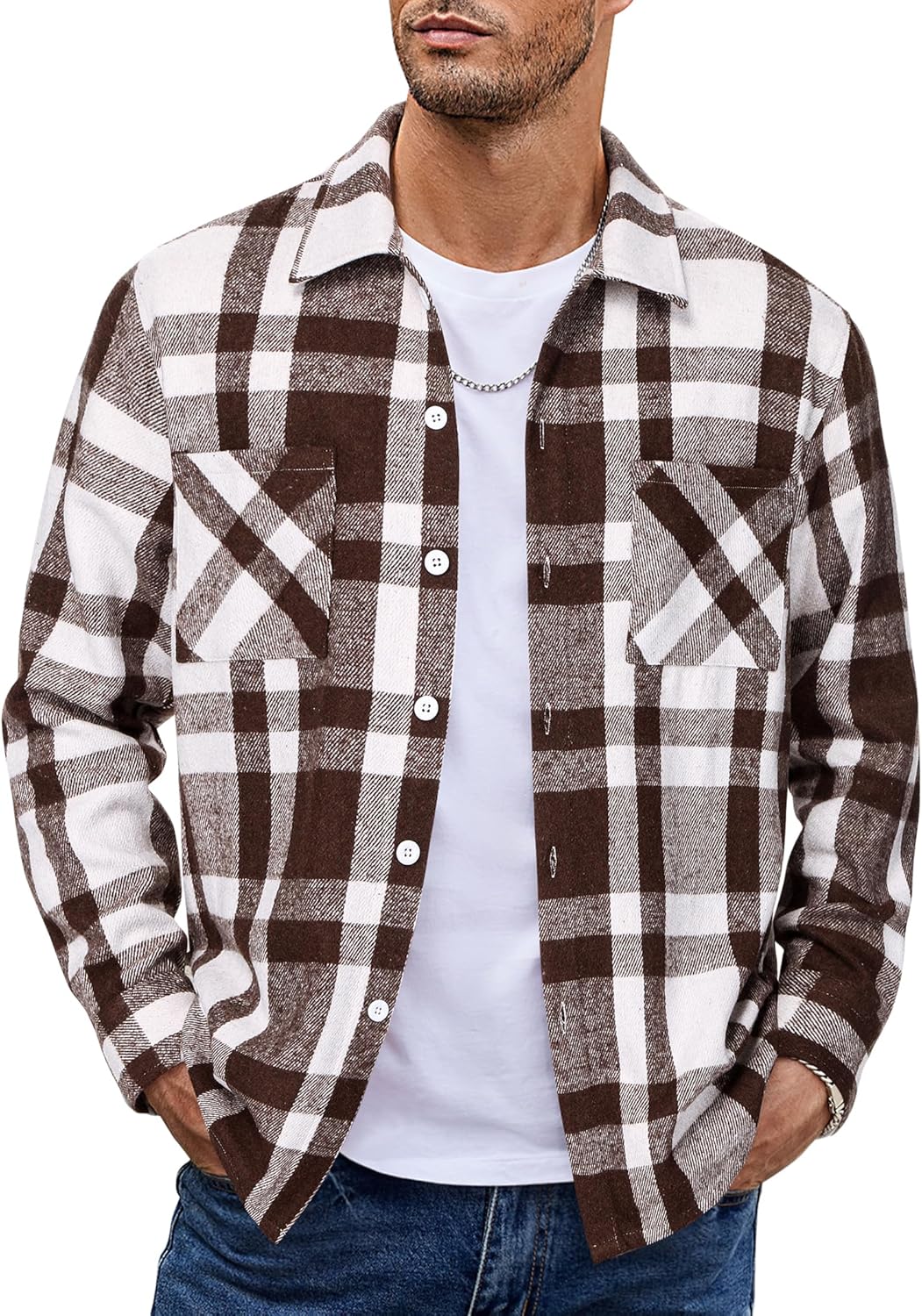 COOFANDY Men's Flannel Shirt Jacket for Stylish Comfort