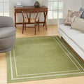 Nourison Indoor/Outdoor Solid Bordered Green Ivory 6 ft x 9 ft Rug